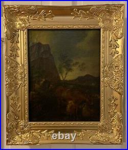 Antique 19th century oil painting on canvas, rural landscape, unsigned, framed