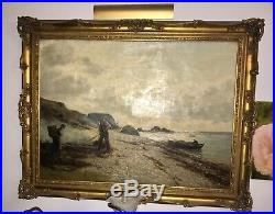 Antique Andrew Black Scottish seascape oil painting