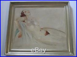 Antique Art Deco Impressionist Nude Painting 1930's Woman Female Model Pretty