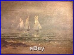 Antique Early 20th Century oil painting Seascape Original On Canvas