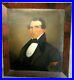 Antique-Early-American-Folk-Art-Portrait-handsome-Man-Empire-Picture-Frame-1840-01-no