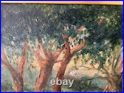 Antique Landscape oil on canvas painting signed and dated 1921 with gilt frame
