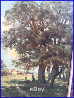Antique Late c19th Cent. Original Oil On Canvas American Impressionist Landscape