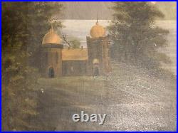 Antique Middle Eastern Oil Painting Landscape Mosque Temple? 30.50