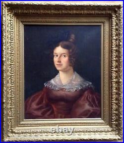 Antique Oil Painting Romantic 19th Century Portrait of Lady c1830 Henry SCHEFFER