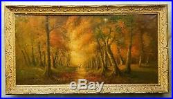 Antique Oil on Canvas Painting Haunting Creepy Landscape Forest Vintage Original