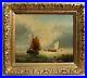 Antique-Oil-painting-on-canvas-original-seascape-Sailboats-Signed-Framed-01-ao