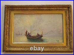 Antique Orientalism Painting Signed 19th Century Impressionism Ocean Seascape