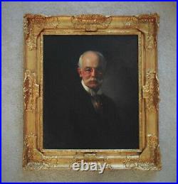 Antique Portrait Painting of a Man Gentleman Oil on Canvas Signed c. 1911