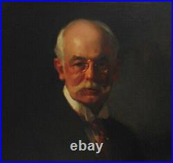 Antique Portrait Painting of a Man Gentleman Oil on Canvas Signed c. 1911