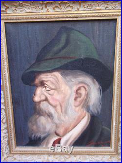 Antique Signed Portrait Gentleman Framed Original Oil Painting On Canvas