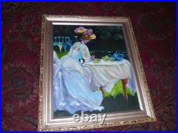 Antique Signed oil painting 16 x 20 original GALION afternoon tea RENOIR SUBLIME