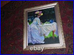 Antique Signed oil painting 16 x 20 original GALION afternoon tea RENOIR SUBLIME