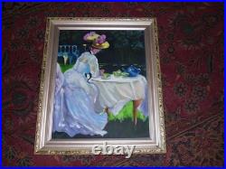 Antique Signed oil painting 16 x 20 original GALION afternoon tea RENOIR SUBLIME