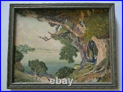 Antique Small Gem Oil Painting Early California Coastal Landscape Plein Air Old