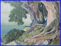 Antique Small Gem Oil Painting Early California Coastal Landscape Plein Air Old
