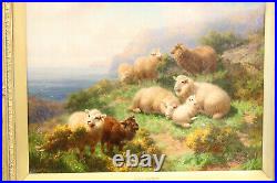 Antique Victorian Oil Painting. William RC Watson. Sheep in Scotland