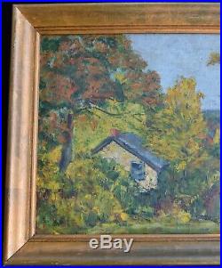 Antique Vintage Original Landscape Oil Painting on Canvas Rustic 19th C American