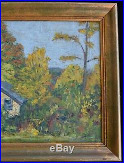 Antique Vintage Original Landscape Oil Painting on Canvas Rustic 19th C American