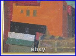 Antique Wpa Style Painting Fire House American Modernism Regional 1940's Vintage