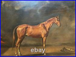 Antique circa 1922 Equestrian Large Horse Portrait Oil Painting