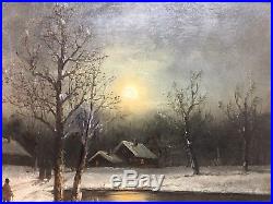 Antique oil painting landscape Original 1890s Oil On Canvas