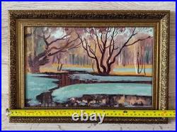 Antique oil painting original, vintage frame