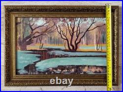 Antique oil painting original, vintage frame