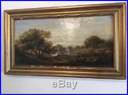 Antique pair of gilt framed original oil paintings on canvas