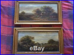 Antique pair of gilt framed original oil paintings on canvas