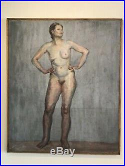 Antique vintage Nude original oil painting on canvas