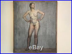 Antique vintage Nude original oil painting on canvas