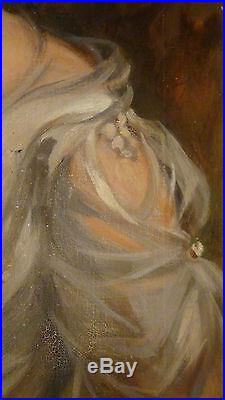 Antique18c Victorian Lady Portrait Oil On Canvas Original