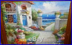 Antonio Seashore Villa Original Oil On Canvas Painting
