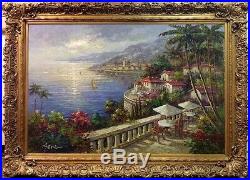 AntonioSunset on the Coast Original Oil withAntique frame H. Signed Make an Offer