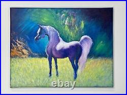 Arabian horse Art Original Oil? Painting On Canvas 14x18 New