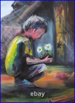 Art 555 original painting oil on canvas 70×50 cm (27.5×19.7 in) Loss boys