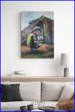 Art 555 original painting oil on canvas 70×50 cm (27.5×19.7 in) Loss boys