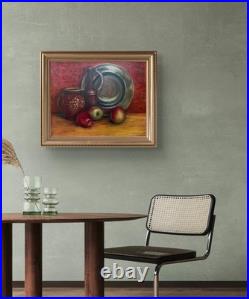 Art 663 original painting acrylic on canvas 14x18 in (35x45 cm) Still Life Apple