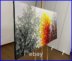 Art Oil Painting 24x48 Inch Modern Abstract Hand-Painted Tree On Canvas Large