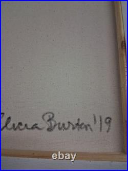 Art Original Acrylic On Canvas 14 x 16 Abstract Lacey Pink & Black Decor