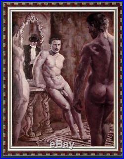 Art Original Oil Painting Impressionism Portrait Male nude on canvas 24x36