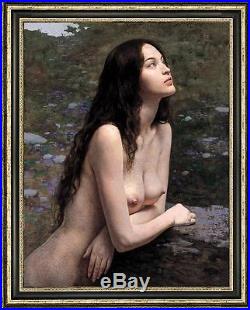 Art Original Oil painting Portrait Chinese nude girl on Canvas 24x36
