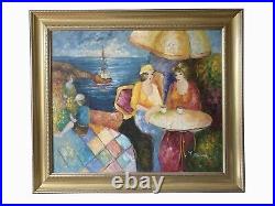 Art Original Painting on Canvas 29 X 27 Two Women in theWood Golden Frame