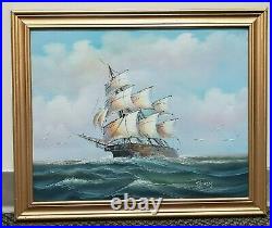 At Sea Hand Painted Original Oil Painting by Thomas Ship Sailor Nautical Captain