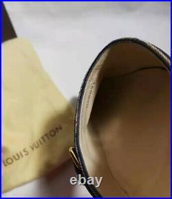 Authentic Louis Vuitton 39 Grey canvas slip on mules shoes leather original box