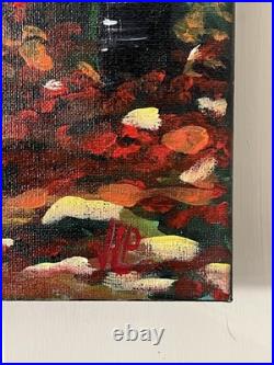 Autumn Rain Couple Walking Hand Painted Acrylic 16x20 Canvas Signed VLP Art