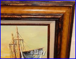 B. Wilder Sail Ships At Sea Original Oil On Canvas Painting