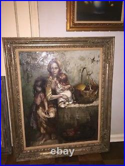 BERNARD LOCCA OIL ON CANVAS reduced LISTED ARTIST SIGNED 45.6X37.6 EXLARGE EX