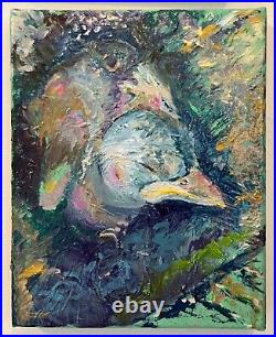 Baby Bird, Snoozin', Original Oil Paintings, Black Framed